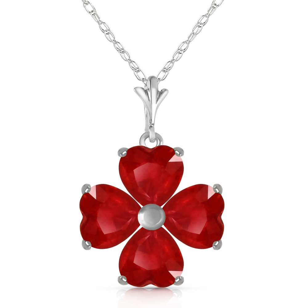 14K. SOLID GOLD NECKLACE WITH RUBIES (White Gold)